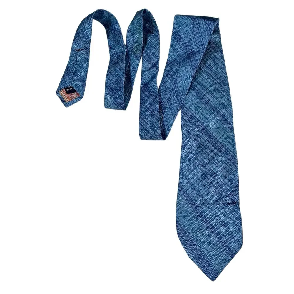 Ted Baker London Silk Tie Blue‎ on Blue Plaid Hand Tailored USA Preppy Academia